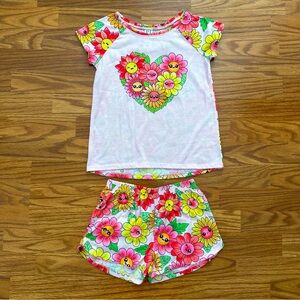 The Children’s PJ Place Girls Summer Pajamas Set Girls Medium 7-8 Shorts Flowers